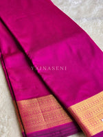 Load image into Gallery viewer, Minimalist Semi Silk Saree x Gold Zari - Magenta
