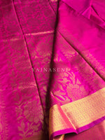 Load image into Gallery viewer, Minimalist Semi Silk Saree x Gold Zari - Magenta
