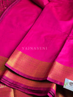 Load image into Gallery viewer, Minimalist Semi Silk Saree x Gold Zari - Magenta
