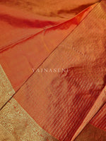Load image into Gallery viewer, Vaira oosi x Checkered Saree - Orange
