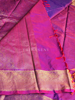 Load image into Gallery viewer, Vaira oosi x Checkered Saree - Purple Garnet (Red Undertone)
