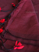 Load image into Gallery viewer, Khadi cotton plain saree x Embroidered blouse material : Maroon
