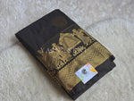 Load image into Gallery viewer, Pallakku Series : Semi Kanchi Silk Saree - Jet Black
