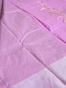 Semi Soft Silk Silver Zari Saree - Lilac