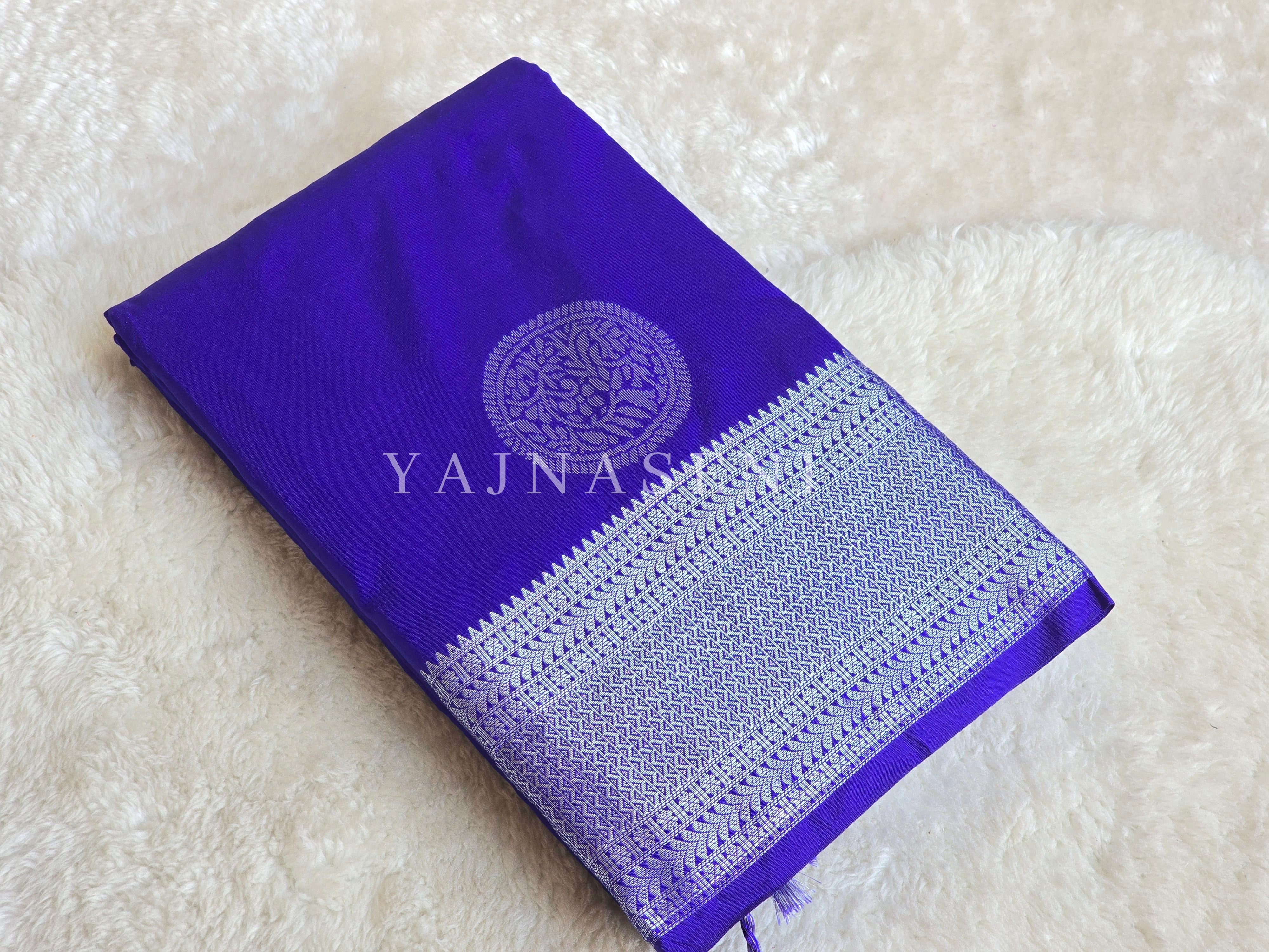 Semi Soft Silk Silver Zari Saree - Royal Blue