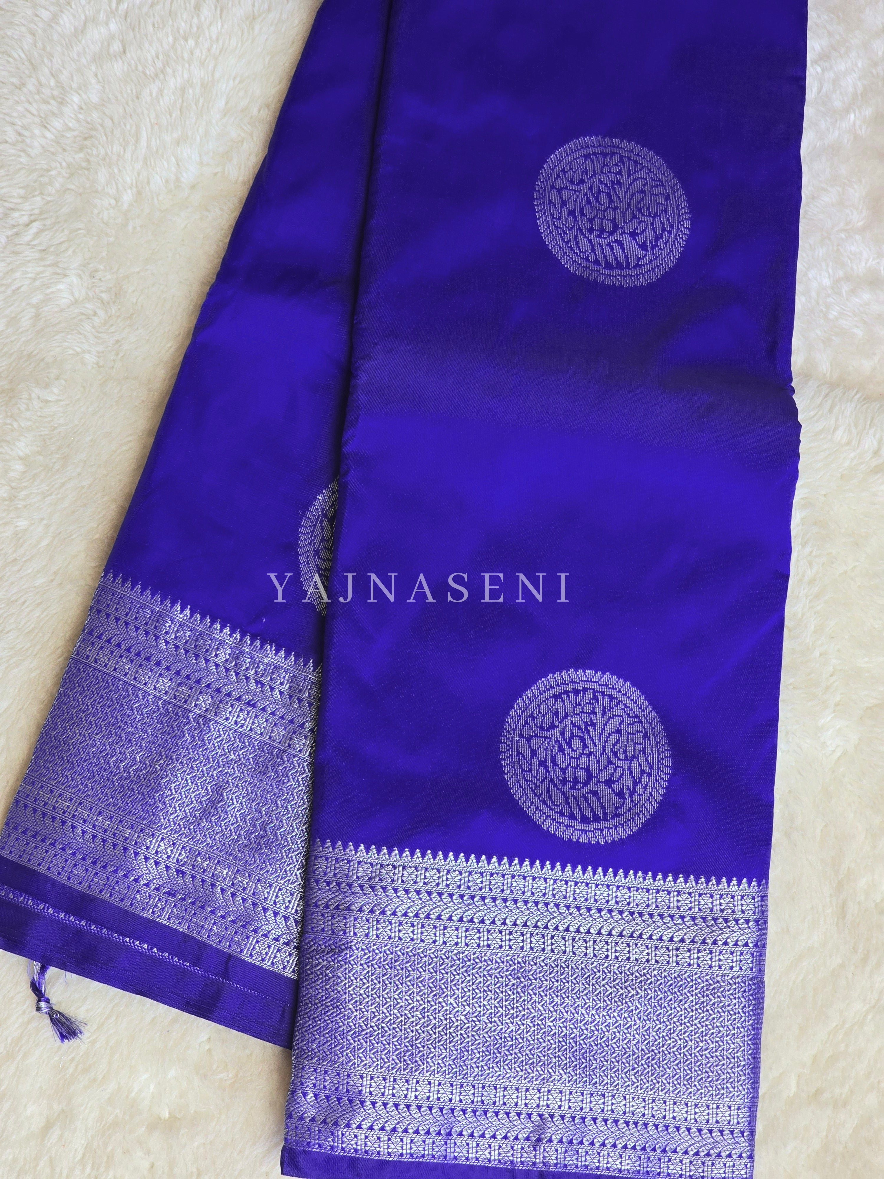 Semi Soft Silk Silver Zari Saree - Royal Blue