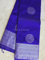 Load image into Gallery viewer, Semi Soft Silk Silver Zari Saree - Royal Blue
