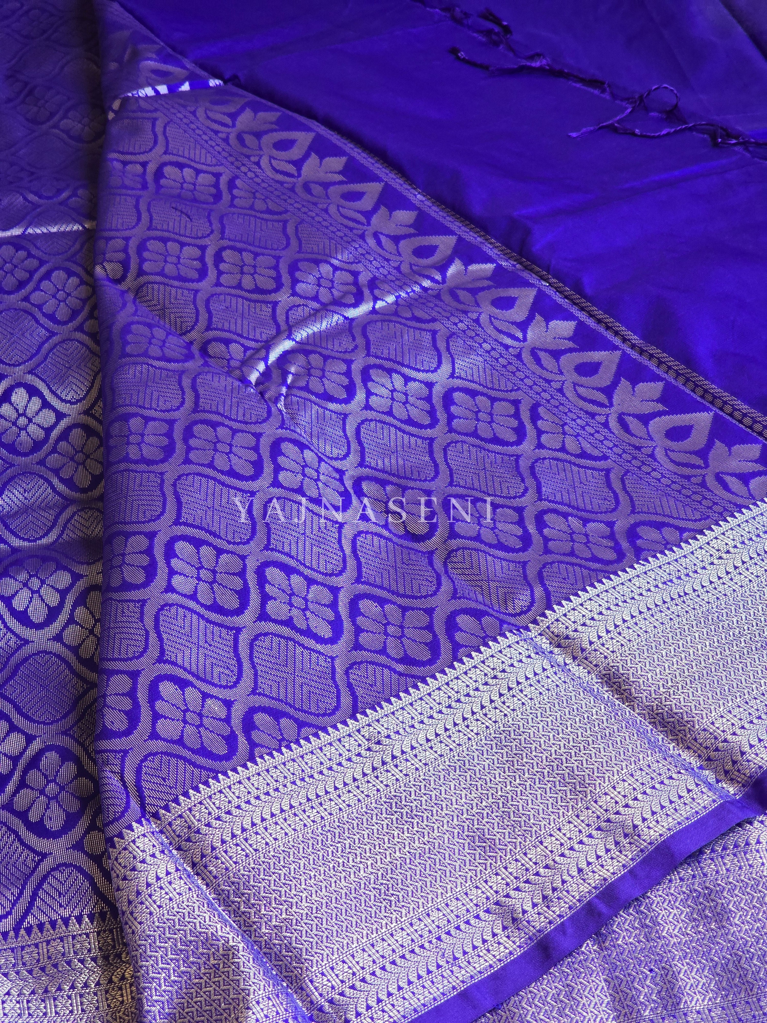 Semi Soft Silk Silver Zari Saree - Royal Blue