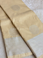 Load image into Gallery viewer, Semi Soft Silk Silver Zari Saree - Cream
