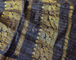 Load image into Gallery viewer, Kalyani Cotton Saree (checkered) - Gold Zari : Dusky Lavender x Black
