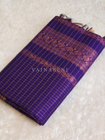 Load image into Gallery viewer, Kalyani Cotton Saree (checkered) - Copper Zari : Violet

