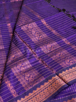 Load image into Gallery viewer, Kalyani Cotton Saree (checkered) - Copper Zari : Violet
