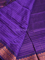 Load image into Gallery viewer, Kalyani Cotton Saree (checkered) - Copper Zari : Violet
