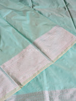 Load image into Gallery viewer, Semi Soft Silk Silver Zari Saree - Pastel Turquoise
