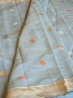Load image into Gallery viewer, Cotton Silk Saree X Darker Shade Pallu : Seafoam Green x Dark Blue
