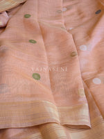 Load image into Gallery viewer, Cotton Silk Saree X Darker Shade Pallu : Peach x Brown
