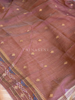 Load image into Gallery viewer, Cotton Silk Saree X Darker Shade Pallu : Peach x Brown
