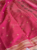 Load image into Gallery viewer, Cotton Silk Saree X Darker Shade Pallu : Rose Pink x Dark Pink
