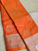 Load image into Gallery viewer, Semi Soft Silk Silver Zari Saree - Burnt Orange
