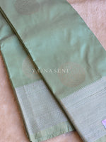 Load image into Gallery viewer, Semi Soft Silk Silver Zari Saree - Pastel Mint

