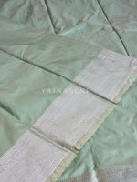 Load image into Gallery viewer, Semi Soft Silk Silver Zari Saree - Pastel Mint
