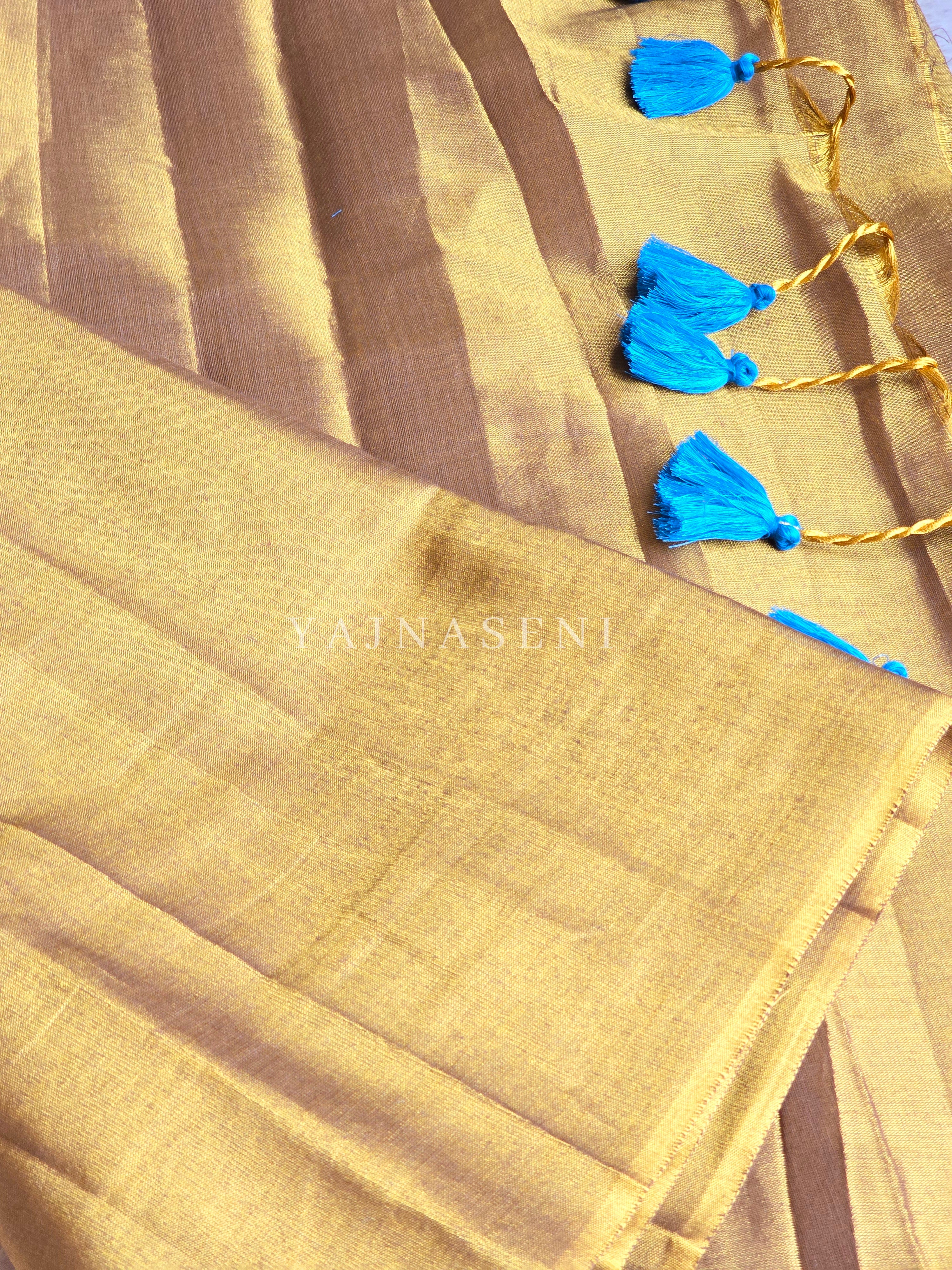 Tissue Saree x Colour Tassels : Metallic Dark Gold