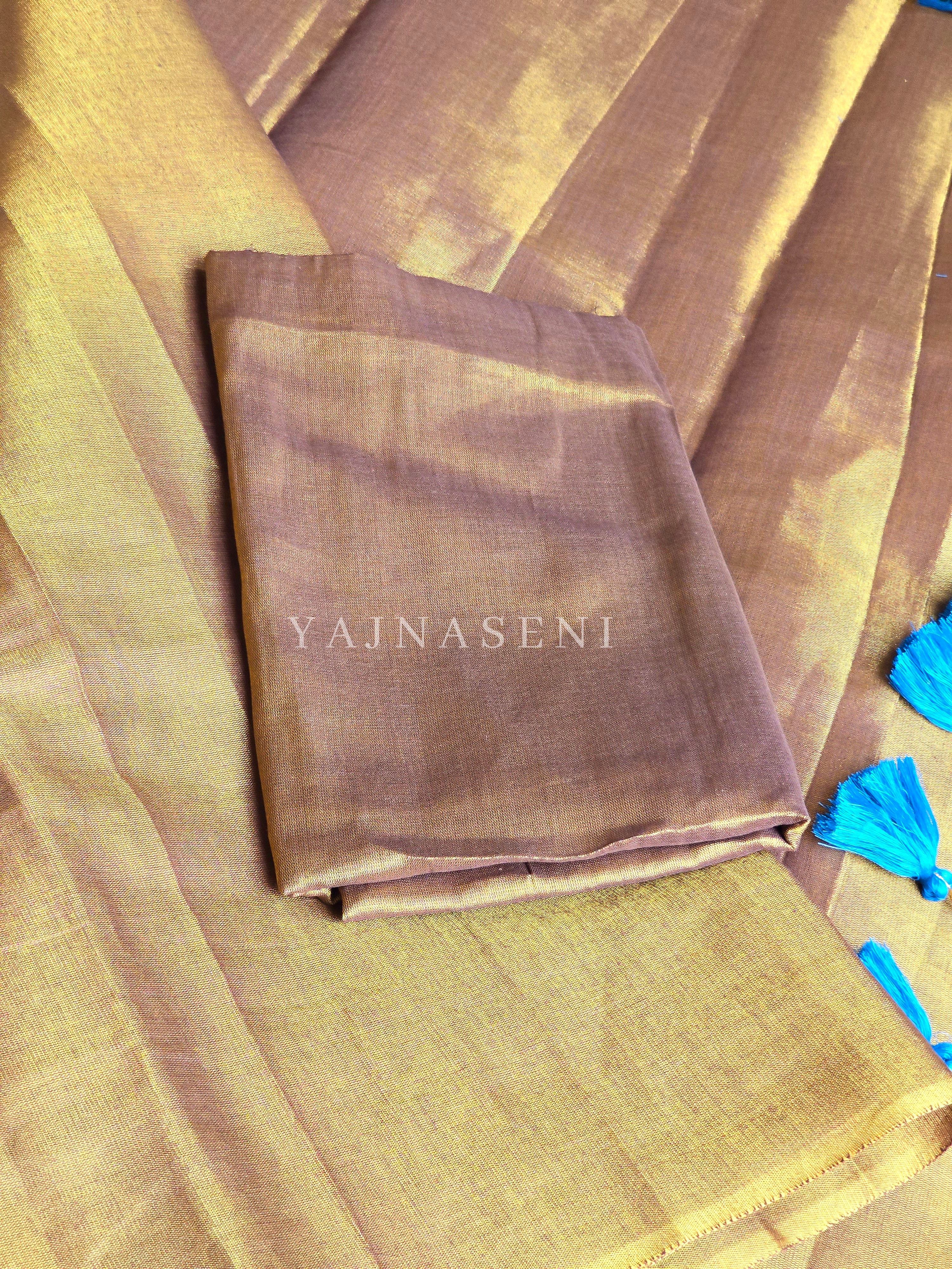 Tissue Saree x Colour Tassels : Metallic Dark Gold