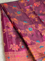 Load image into Gallery viewer, Blended Banarasi Silk Saree : Wine

