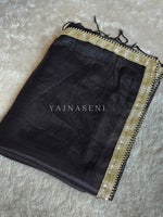 Load image into Gallery viewer, Shimmery Tissue Saree x Lace Border : Black
