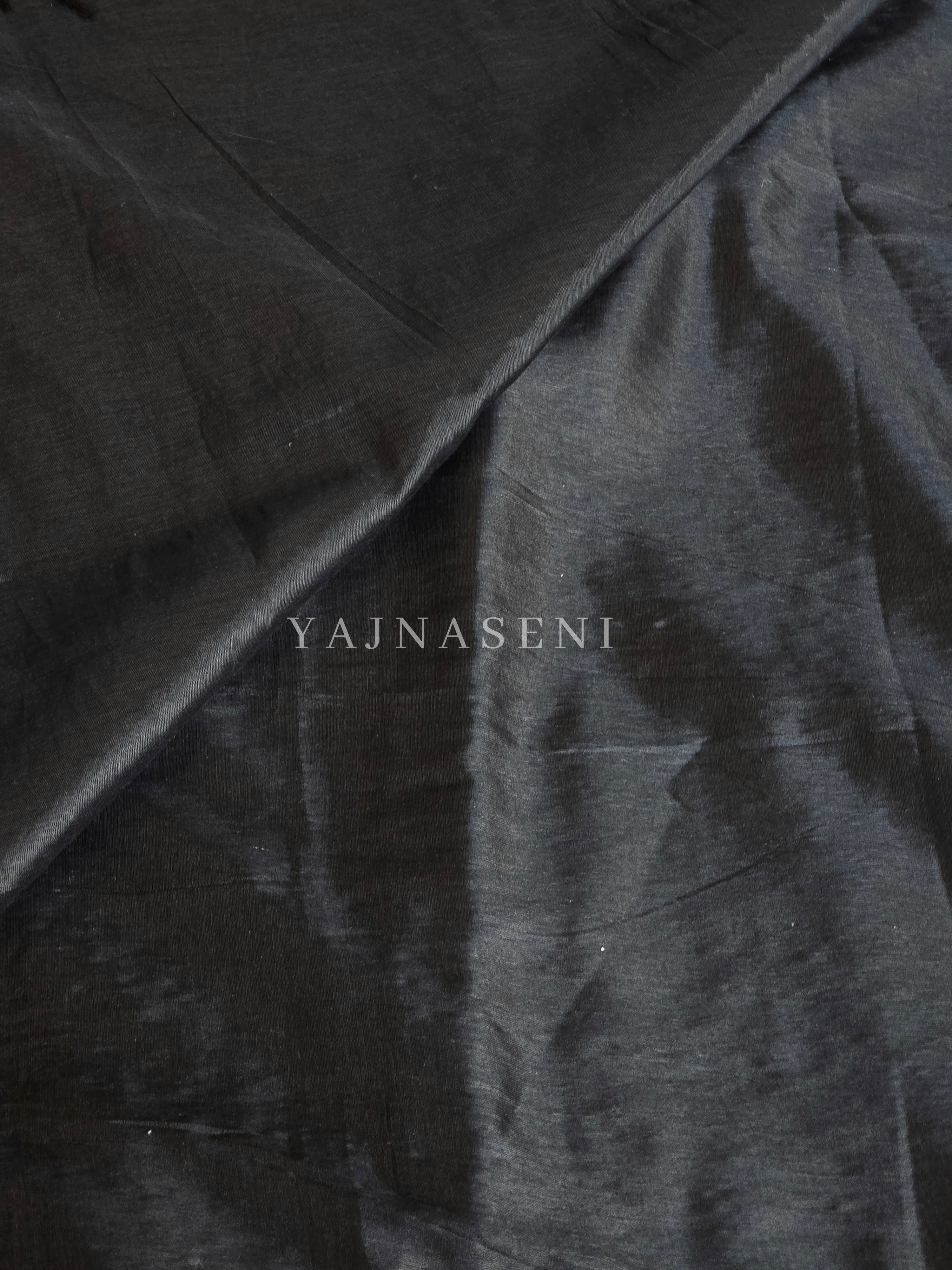 Shimmery Tissue Saree x Lace Border : Black