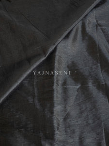 Shimmery Tissue Saree x Lace Border : Black