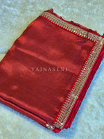 Load image into Gallery viewer, Shimmery Tissue Saree x Lace Border : Red
