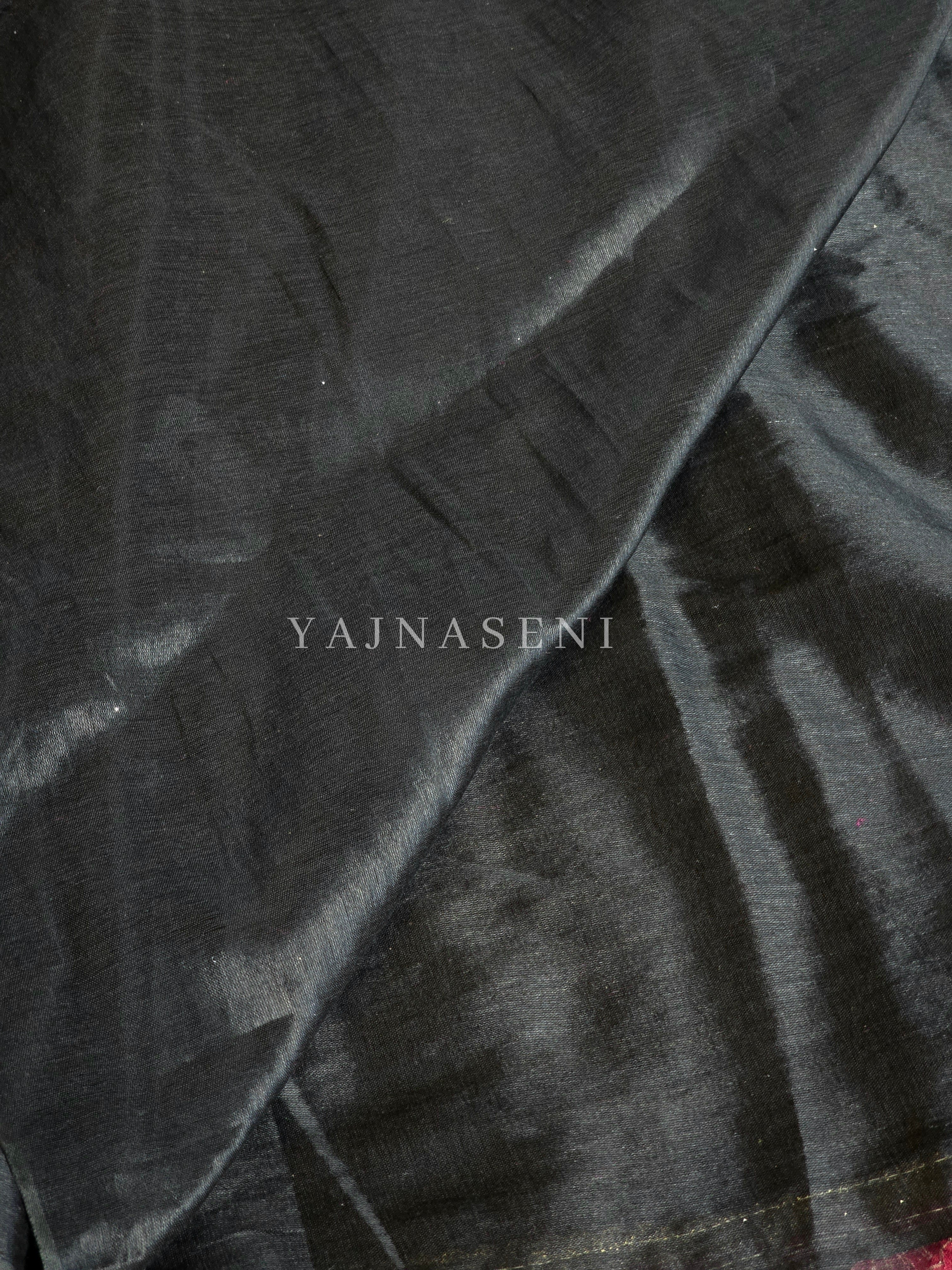 Tissue Saree x Scallop Lace Border : Black x Hot Pink