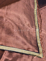 Load image into Gallery viewer, Shimmery Tissue Saree x Lace Border : Copper x Black
