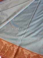 Load image into Gallery viewer, Pallakku series - Soft Semi Silk Saree : Powder Blue x Orange

