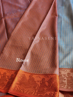 Load image into Gallery viewer, Pallakku series - Soft Semi Silk Saree : Powder Blue x Orange
