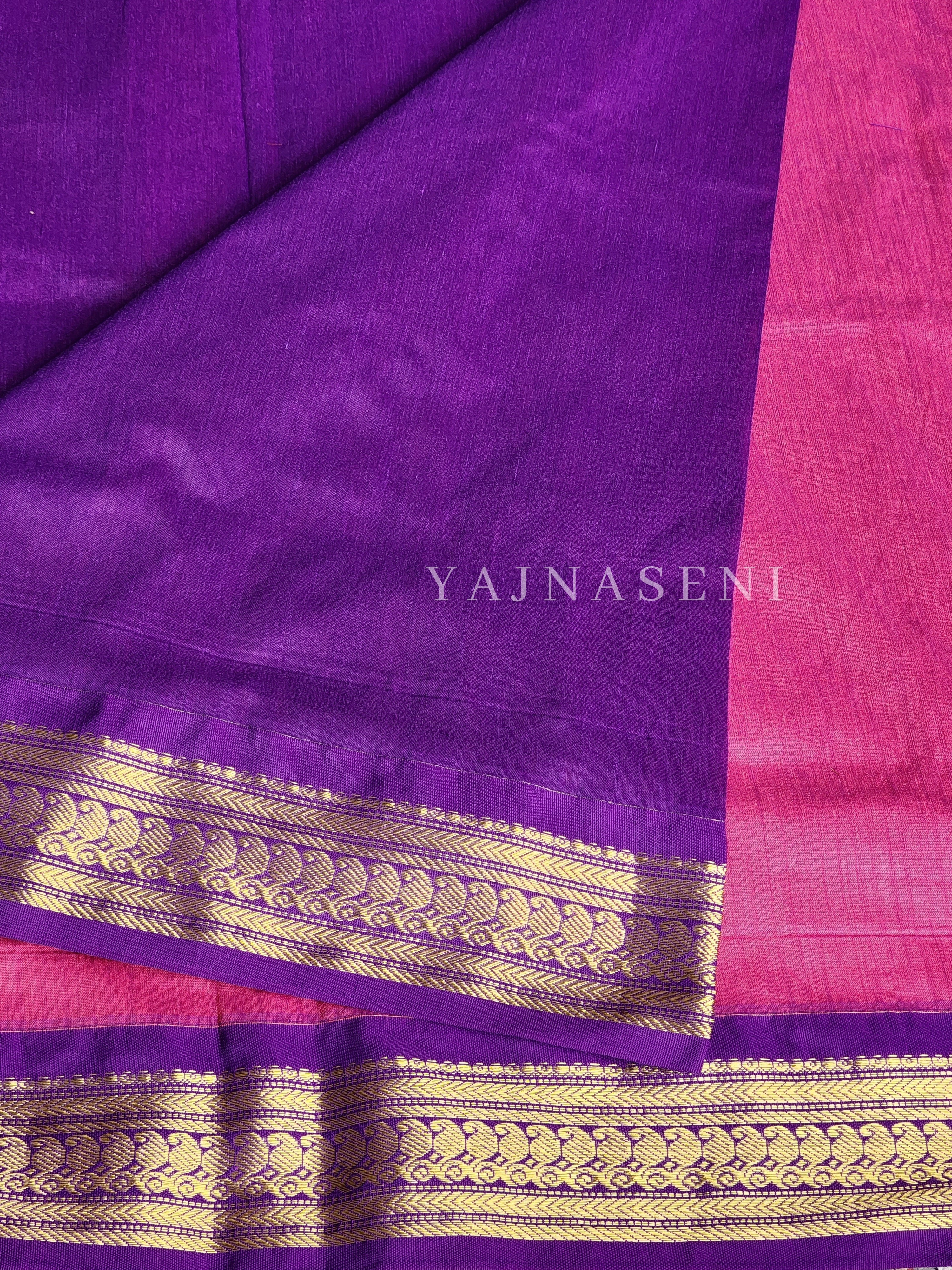 Kalyani Cotton Saree : Berry x Eggplant