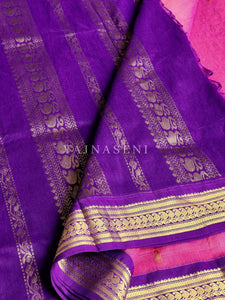 Kalyani Cotton Saree : Berry x Eggplant