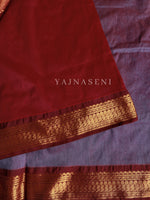 Load image into Gallery viewer, Kalyani Cotton Saree - Copper Zari : Mauve x Red x Maroon
