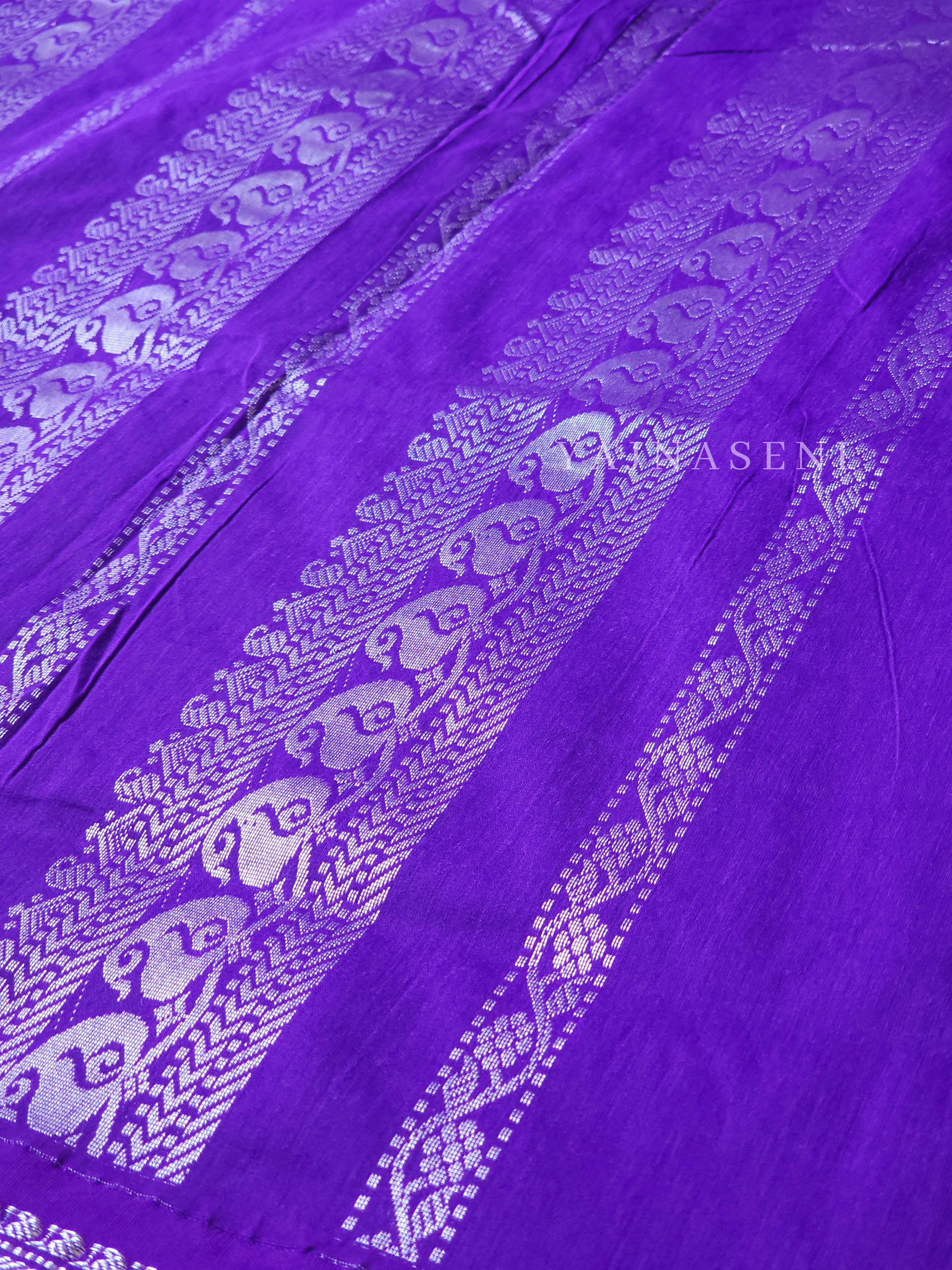 Kalyani Cotton Saree - Silver Zari : Violet