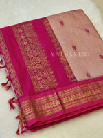 Load image into Gallery viewer, Kalyani Cotton Saree - Peach Pink x Pink (with butta)
