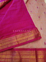 Load image into Gallery viewer, Kalyani Cotton Saree - Peach Pink x Pink (with butta)
