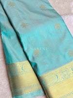 Load image into Gallery viewer, Mini Motifs x Semi Soft Silk Saree - Aqua Green
