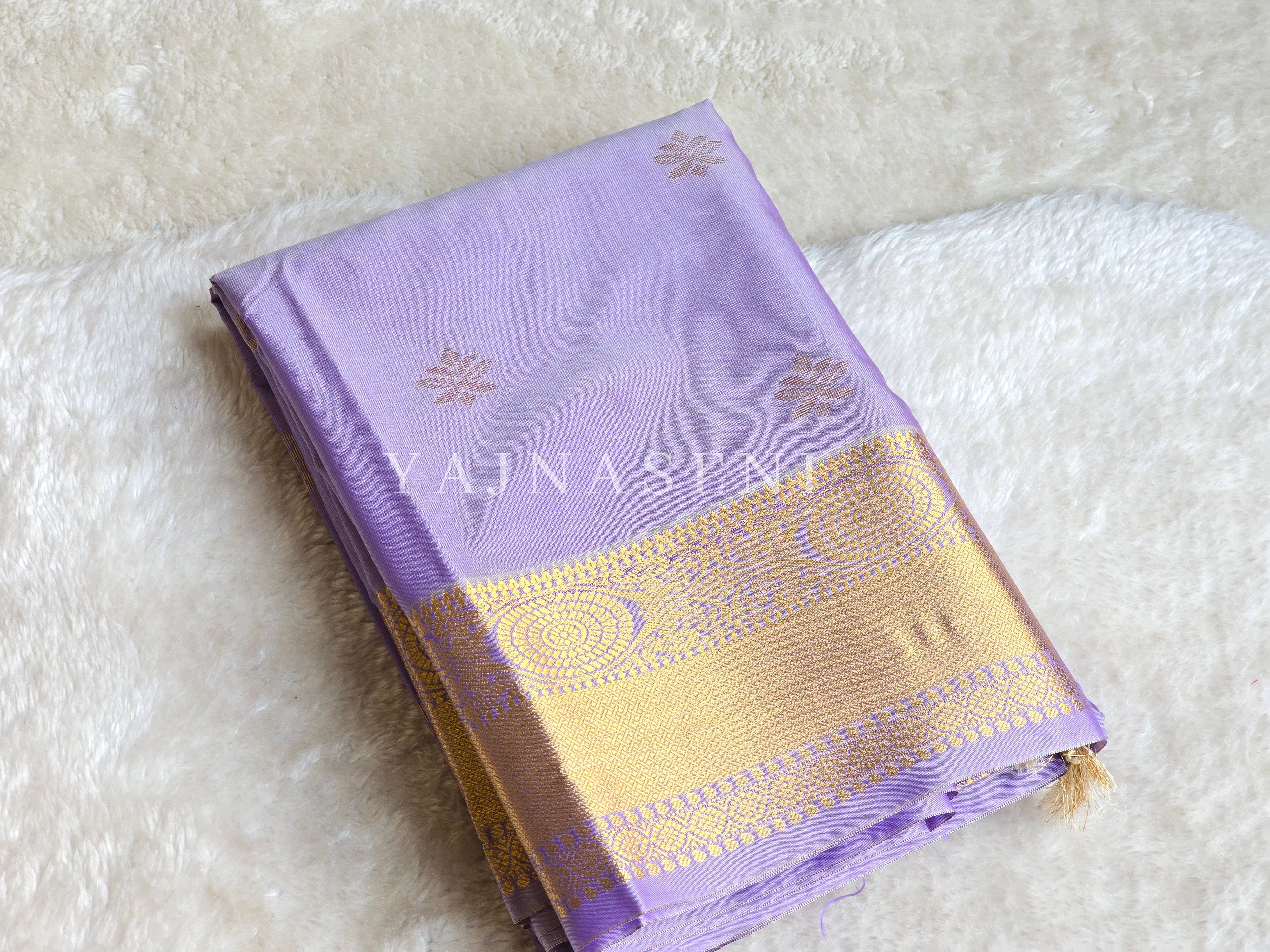 Mini Motifs x Semi Soft Silk Saree - Lavender