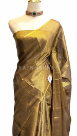 Load image into Gallery viewer, Tissue Saree x Colour Tassels : Metallic Dark Gold
