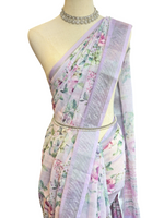 Load image into Gallery viewer, Printed Linen Saree : Ash Purple
