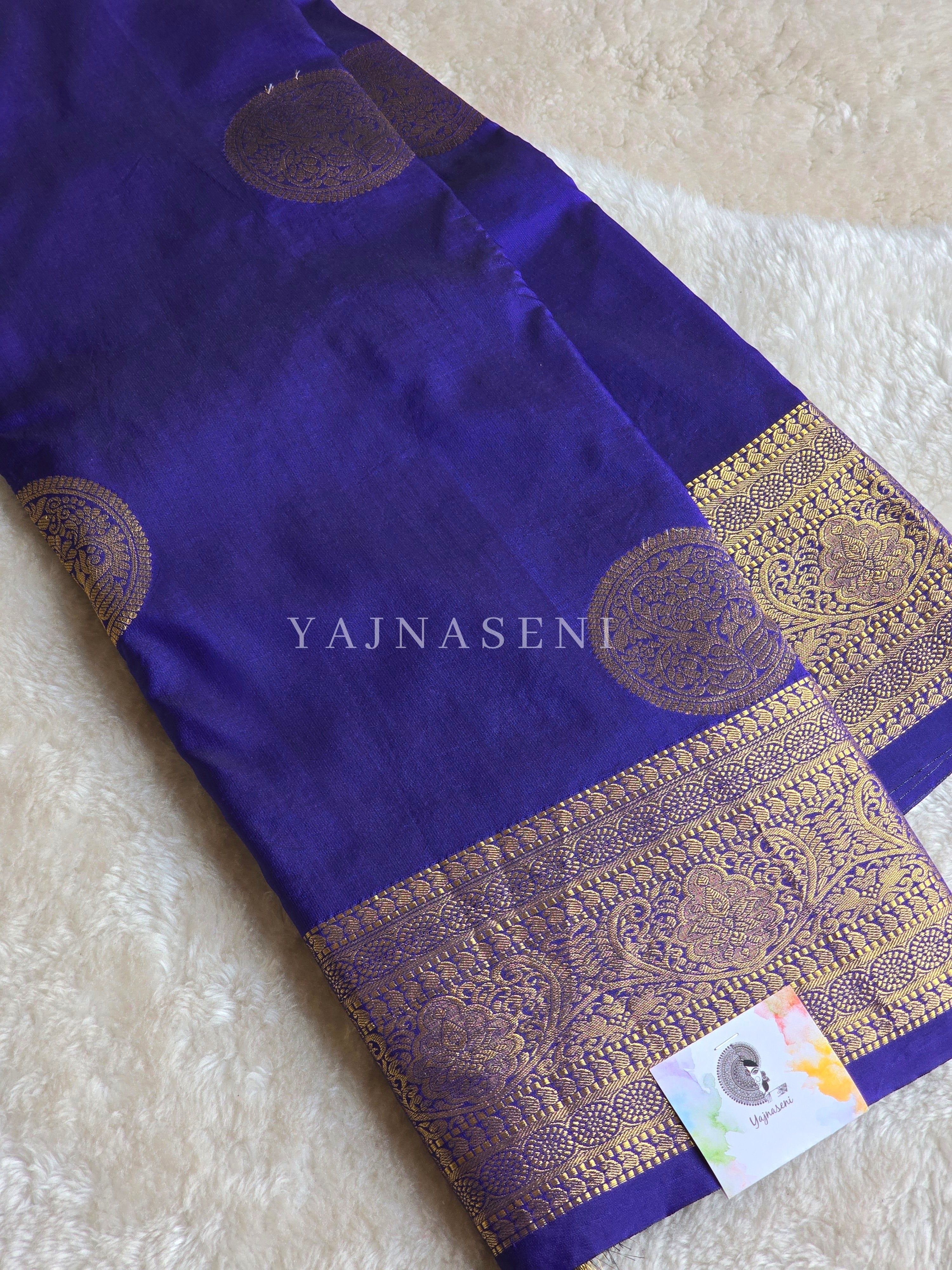 Semi Soft Silk Gold Zari Saree - Royal Blue