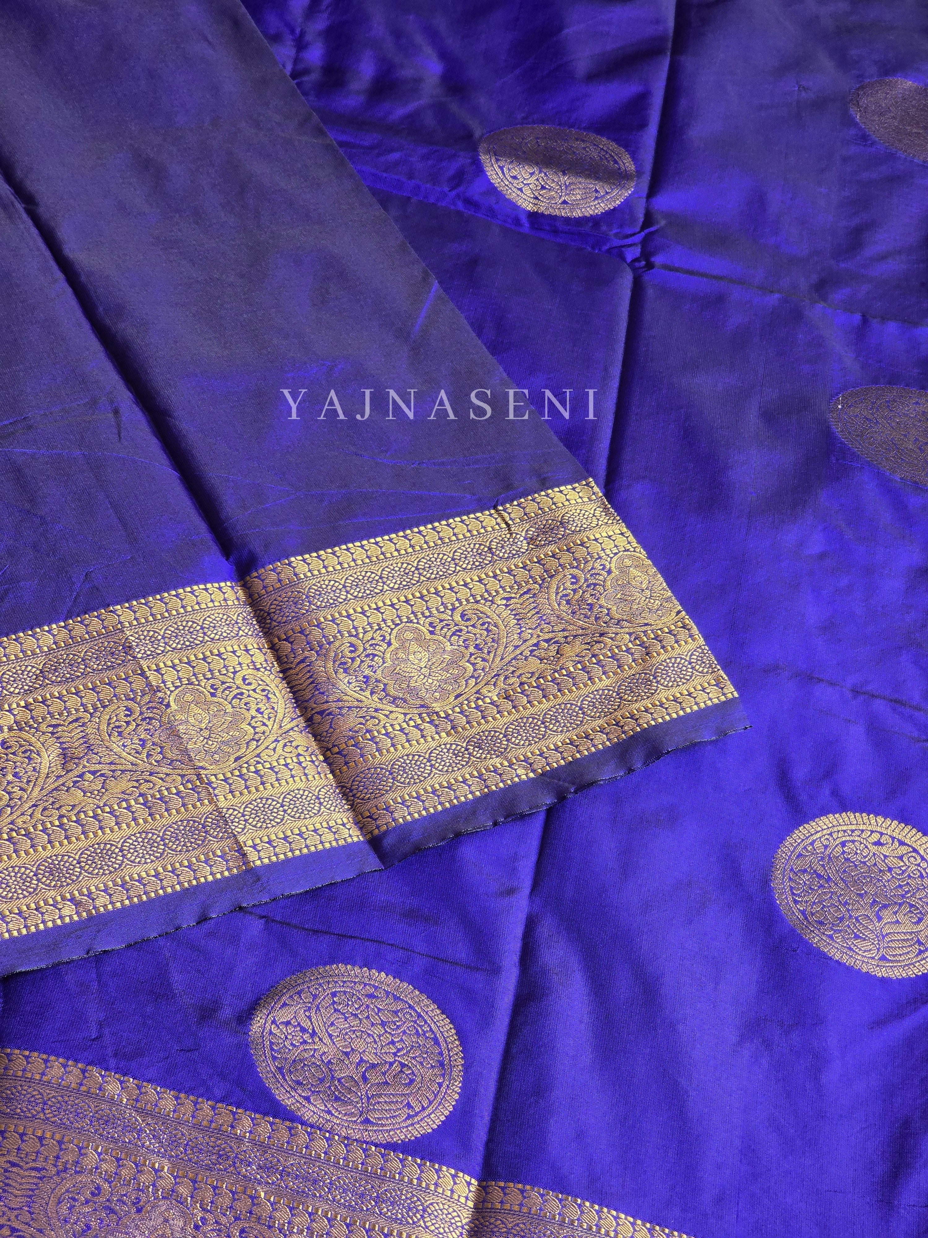 Semi Soft Silk Gold Zari Saree - Royal Blue