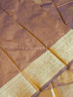 Load image into Gallery viewer, Semi Soft Silk Gold Zari Saree - Brown
