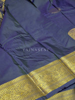 Load image into Gallery viewer, Semi Soft Silk Gold Zari Saree - Peacock Blue
